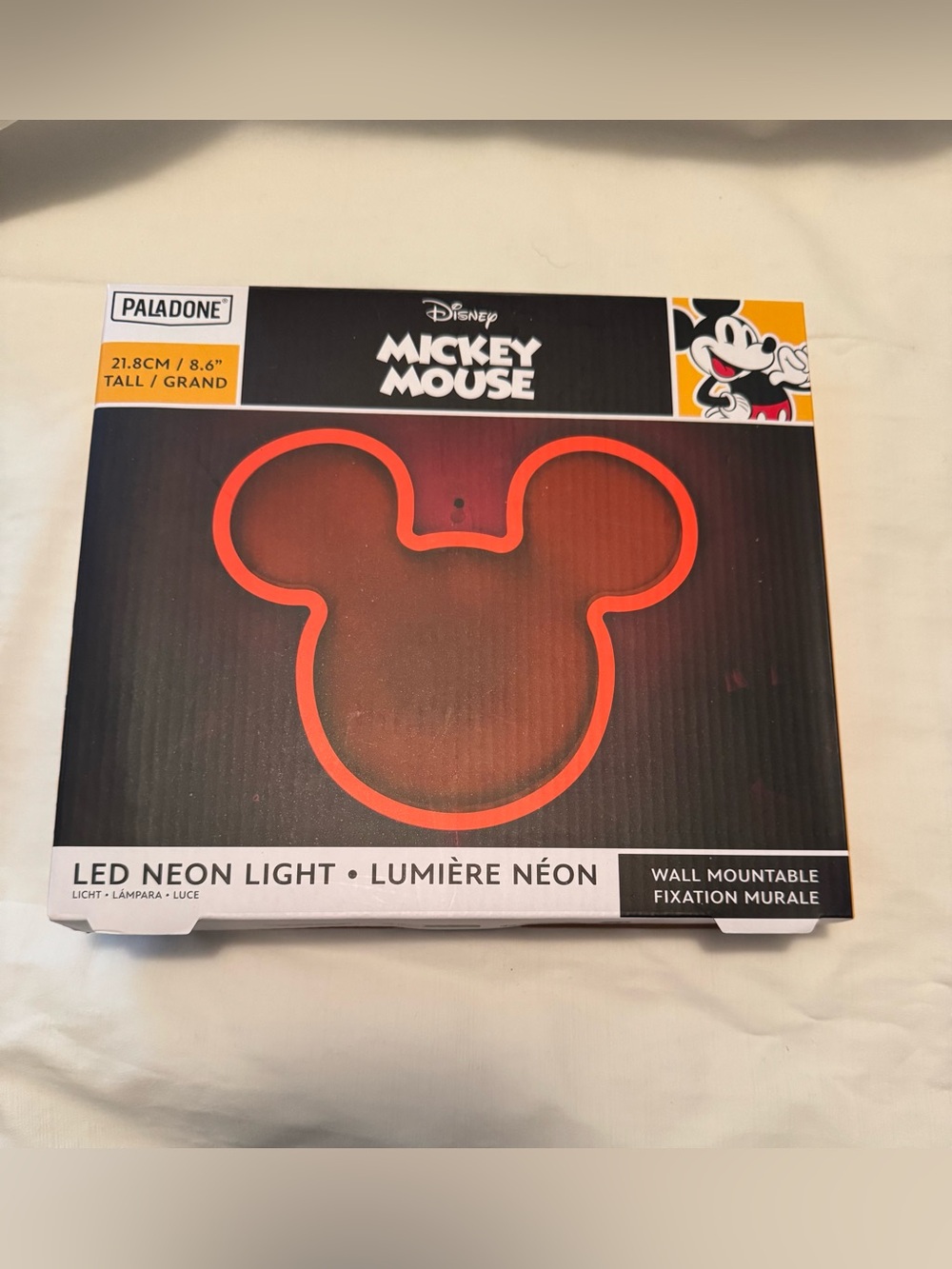 NIB Paladone Disney Mickey Mouse LED Neon Wall Light Red Glow 8.6” Room Decor